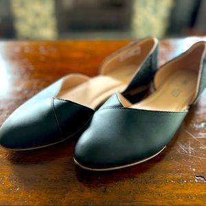 TOMS Women's Julie D'Orsay Flats Black Leather Sparkle Woven, Size 8.5 W